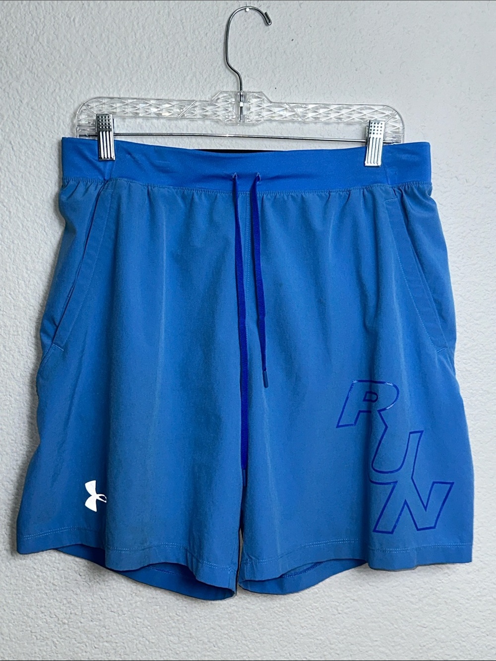 Under Armour Speedpocket Lined Running Shorts Light Blue Men’s Size Large